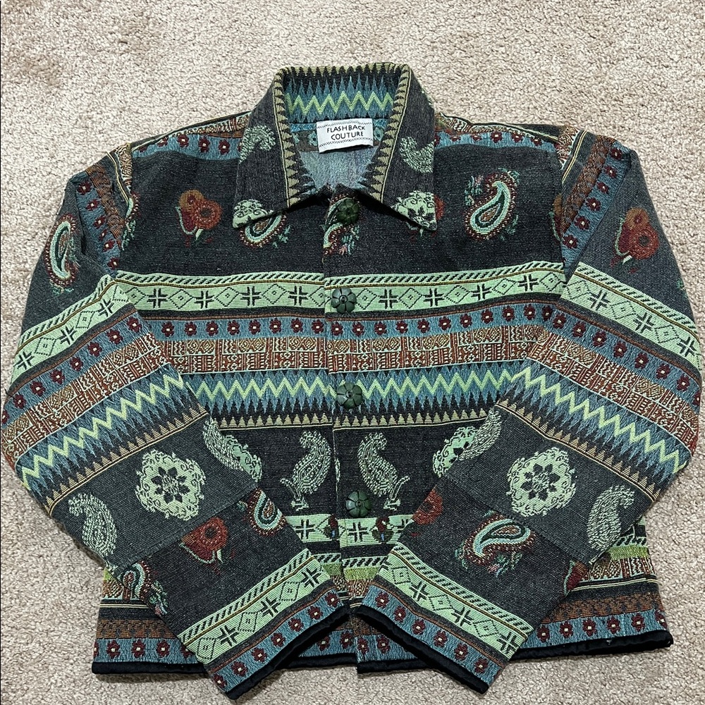 Vintage Flashback Couture Multicolor Patterned Jacket